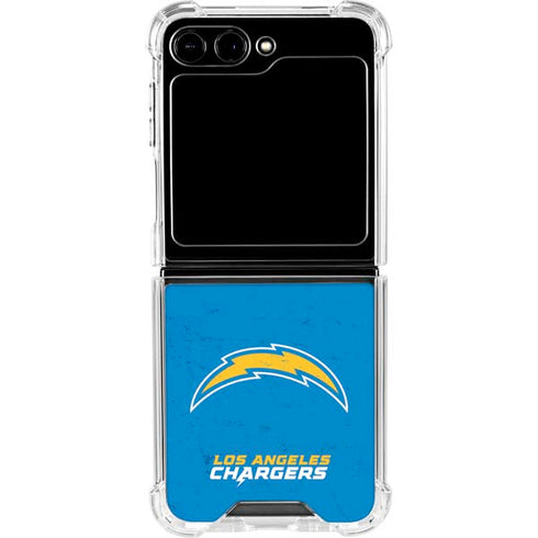 NFL Los Angeles Chargers - Alternate Distressed Galaxy Z Flip6 Clear Case