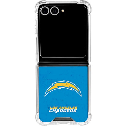 NFL Los Angeles Chargers - Alternate Distressed Galaxy Z Flip7 Clear Case
