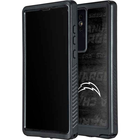 NFL Los Angeles Chargers Black & White Galaxy S24 Ultra Waterproof Case