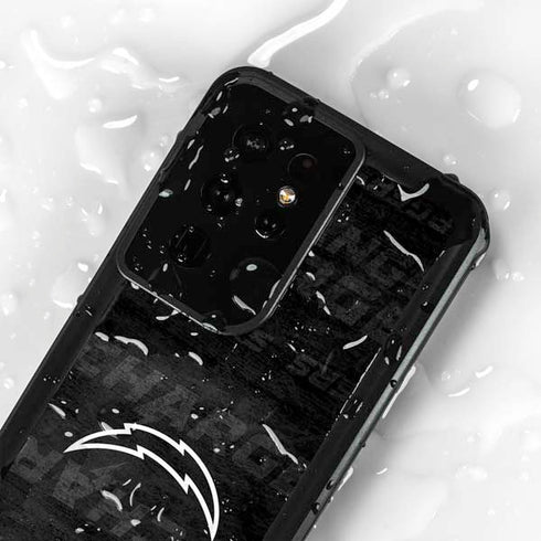 NFL Los Angeles Chargers Black & White Galaxy S24 Ultra Waterproof Case