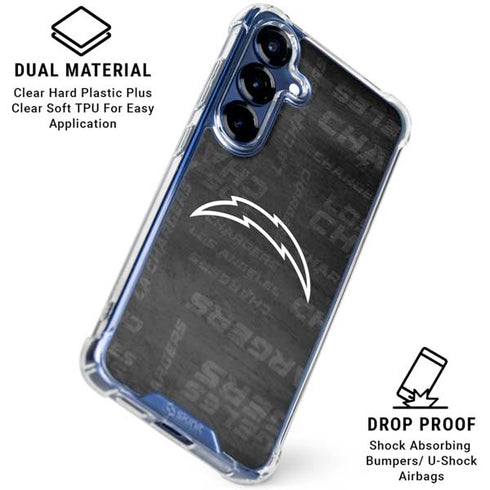 NFL Los Angeles Chargers Black & White Galaxy S25 Clear Case