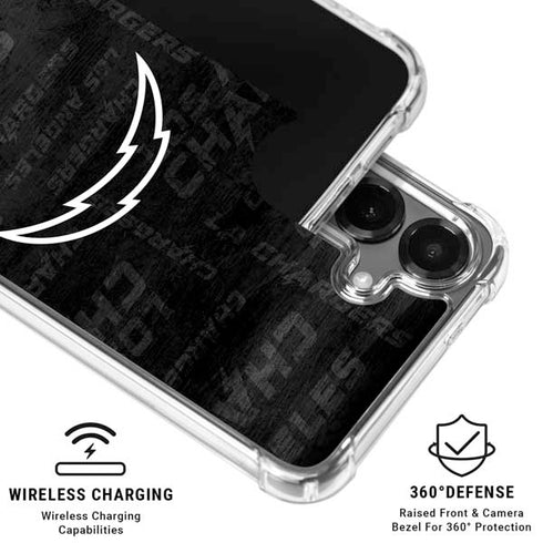 NFL Los Angeles Chargers Black & White Galaxy S26 Clear Case