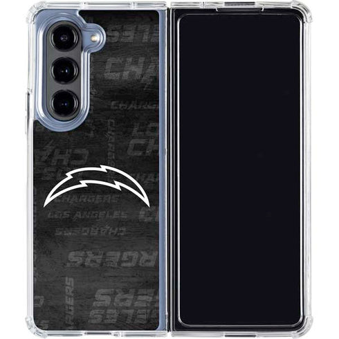 NFL Los Angeles Chargers Black & White Galaxy Z Fold5 5G Clear Case