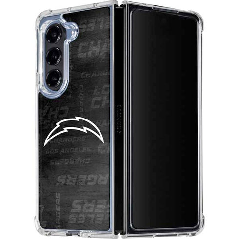 NFL Los Angeles Chargers Black & White Galaxy Z Fold5 5G Clear Case