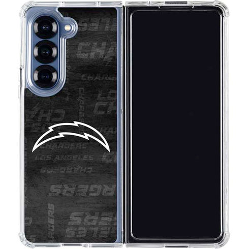 NFL Los Angeles Chargers Black & White Galaxy Z Fold6 Clear Case