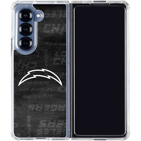 NFL Los Angeles Chargers Black & White Galaxy Z Fold7 Clear Case
