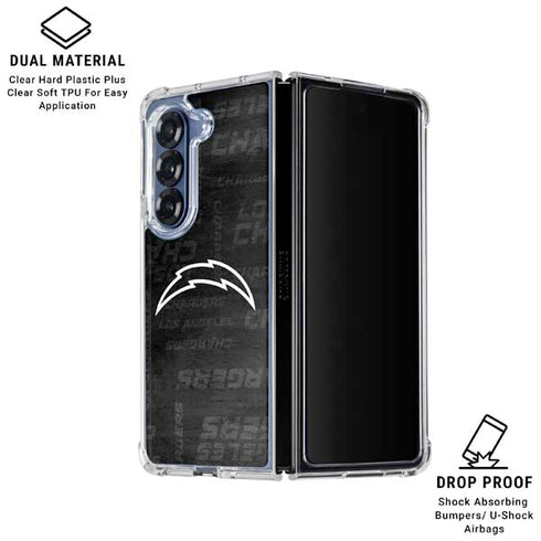 NFL Los Angeles Chargers Black & White Galaxy Z Fold7 Clear Case