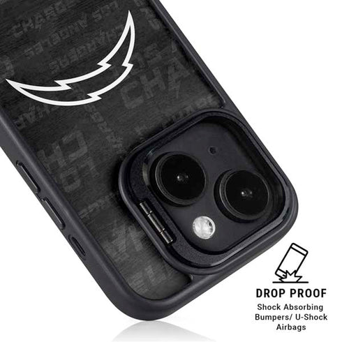 NFL Los Angeles Chargers Black & White iPhone 15 Plus Kickstand Case