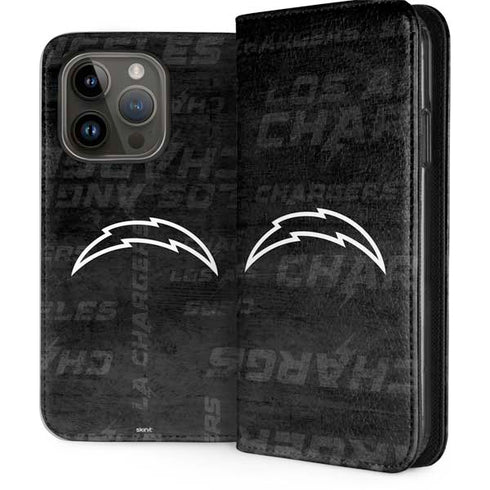 NFL Los Angeles Chargers Black & White iPhone 15 Pro Folio Case