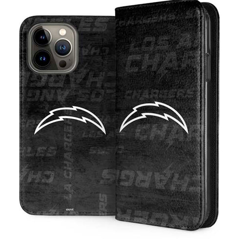 NFL Los Angeles Chargers Black & White iPhone 15 Pro Max Folio Case