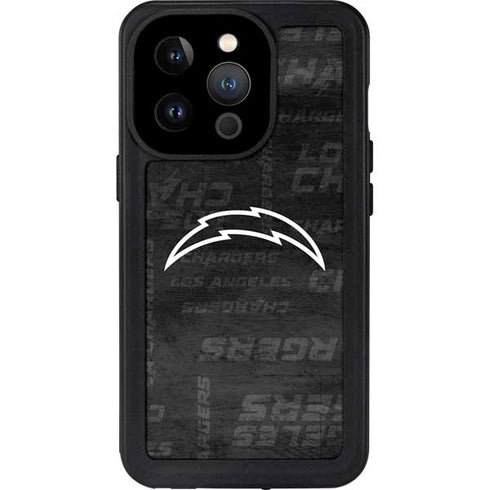 NFL Los Angeles Chargers Black & White iPhone 15 Pro Waterproof Case