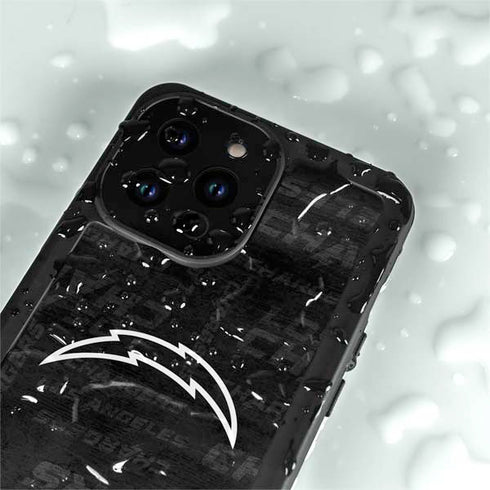 NFL Los Angeles Chargers Black & White iPhone 15 Pro Waterproof Case