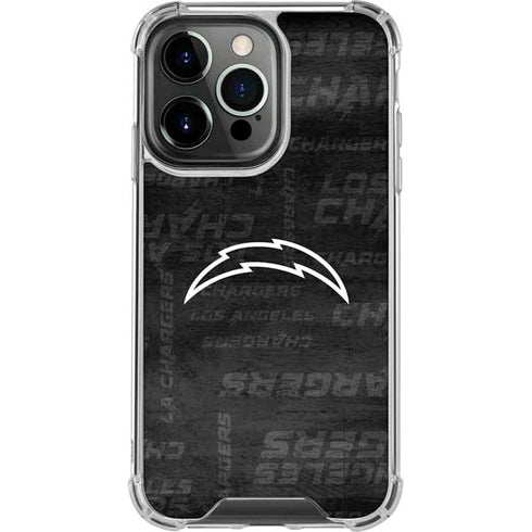 NFL Los Angeles Chargers Black & White iPhone 16 Pro Max Clear Case