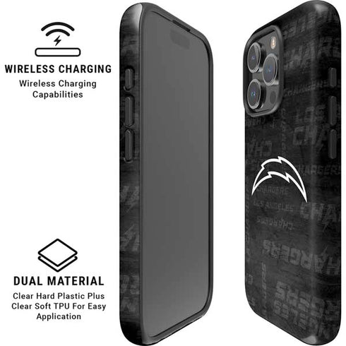 NFL Los Angeles Chargers Black & White iPhone 16 Pro Max Magsafe Impact Case