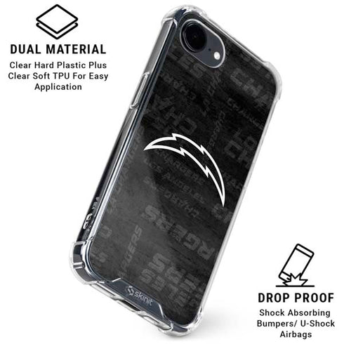 NFL Los Angeles Chargers Black & White iPhone 16e Clear Case