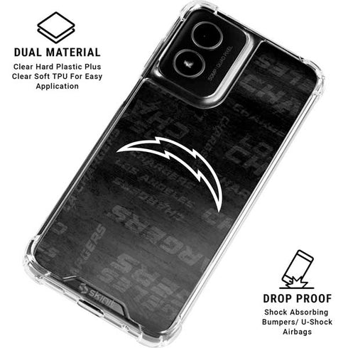 NFL Los Angeles Chargers Black & White Moto G Power 5G (2024) Clear Case
