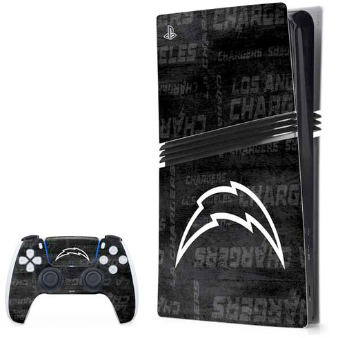 NFL Los Angeles Chargers Black & White PS5 Pro Bundle Skin