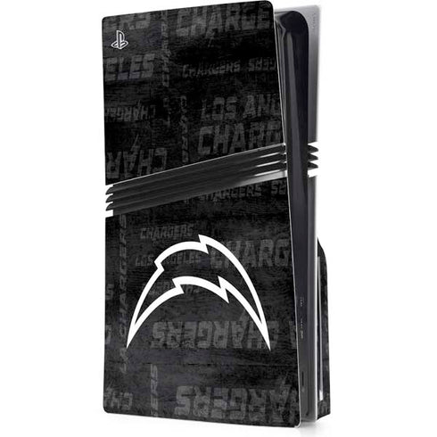 NFL Los Angeles Chargers Black & White PS5 Pro Disk Console Skin