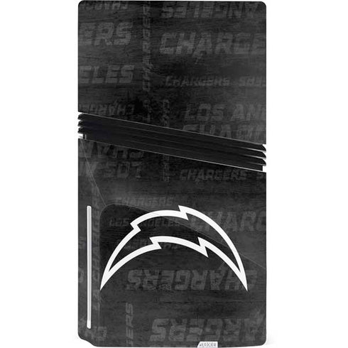 NFL Los Angeles Chargers Black & White PS5 Pro Disk Console Skin