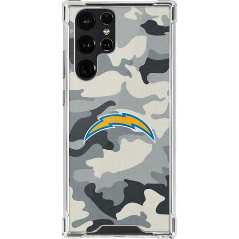 NFL Los Angeles Chargers Camo Galaxy S22 Ultra Clear Case