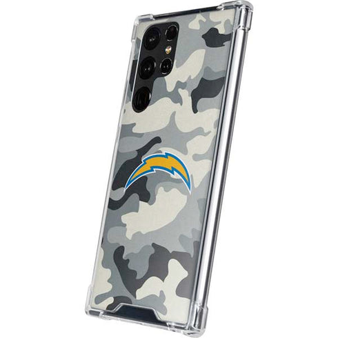 NFL Los Angeles Chargers Camo Galaxy S22 Ultra Clear Case