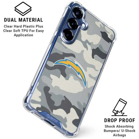 NFL Los Angeles Chargers Camo Galaxy S25 Clear Case