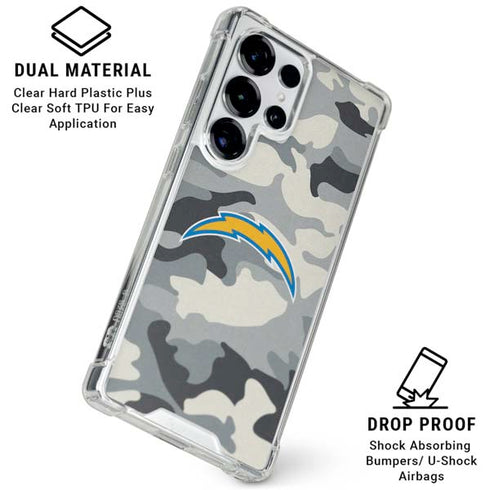 NFL Los Angeles Chargers Camo Galaxy S25 Ultra Clear Case