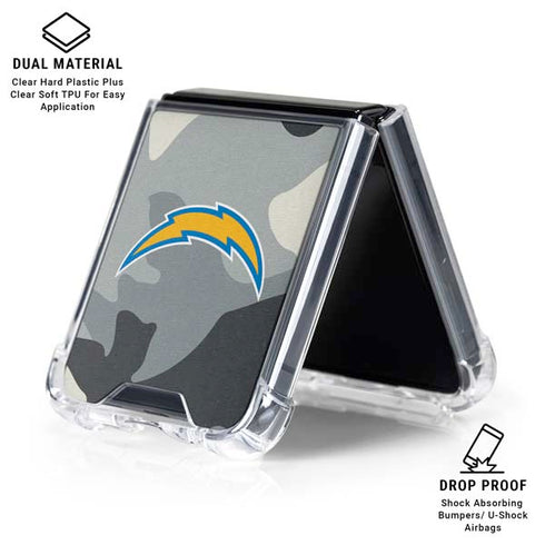 NFL Los Angeles Chargers Camo Galaxy Z Flip6 Clear Case
