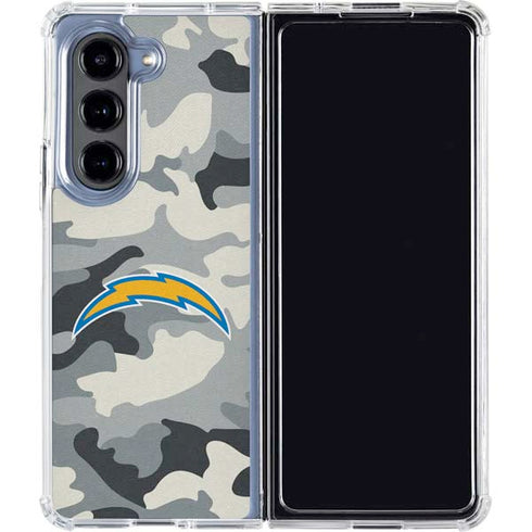 NFL Los Angeles Chargers Camo Galaxy Z Fold5 5G Clear Case