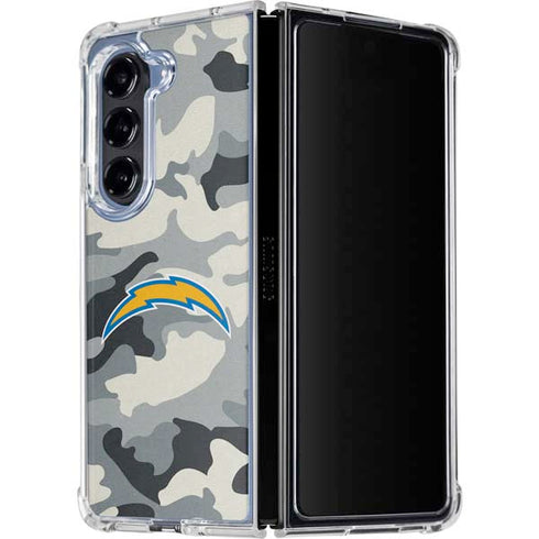 NFL Los Angeles Chargers Camo Galaxy Z Fold5 5G Clear Case