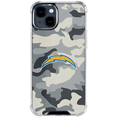 NFL Los Angeles Chargers Camo iPhone 15 Clear Case