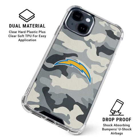 NFL Los Angeles Chargers Camo iPhone 15 Clear Case