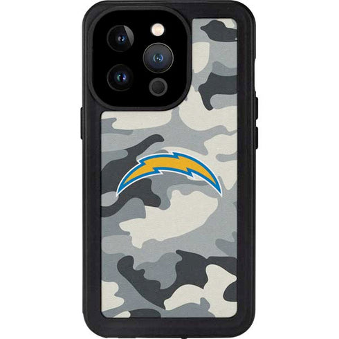 NFL Los Angeles Chargers Camo iPhone 15 Pro Waterproof Case