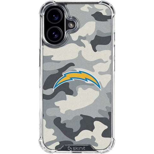 NFL Los Angeles Chargers Camo iPhone 16 Plus Clear Case