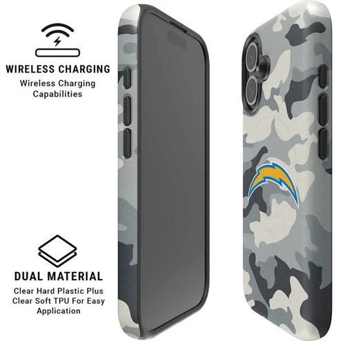 NFL Los Angeles Chargers Camo iPhone 16 Plus Magsafe Impact Case