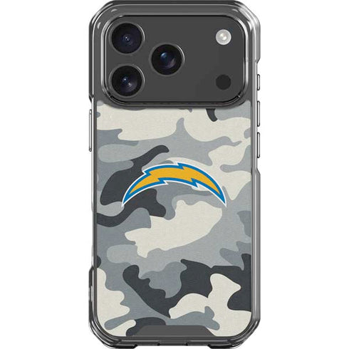 NFL Los Angeles Chargers Camo iPhone 18 Pro Clear Case