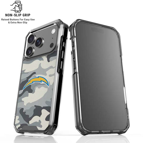 NFL Los Angeles Chargers Camo iPhone 18 Pro Clear Case