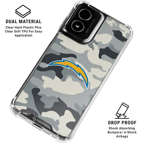 NFL Los Angeles Chargers Camo Moto G Power 5G (2024) Clear Case