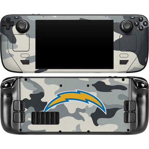 NFL Los Angeles Chargers Camo Steam Deck Handheld Gaming Computer OLED Skin