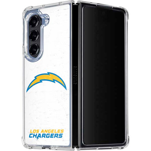NFL Los Angeles Chargers Distressed Galaxy Z Fold5 5G Clear Case