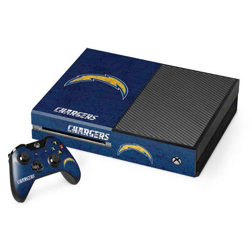 NFL Los Angeles Chargers Distressed Xbox One Console and Controller Bundle Skin