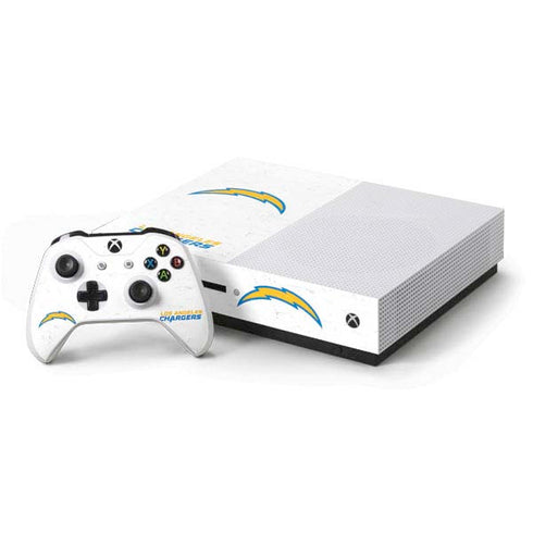 NFL Los Angeles Chargers Distressed Xbox One S Console and Controller Bundle Skin