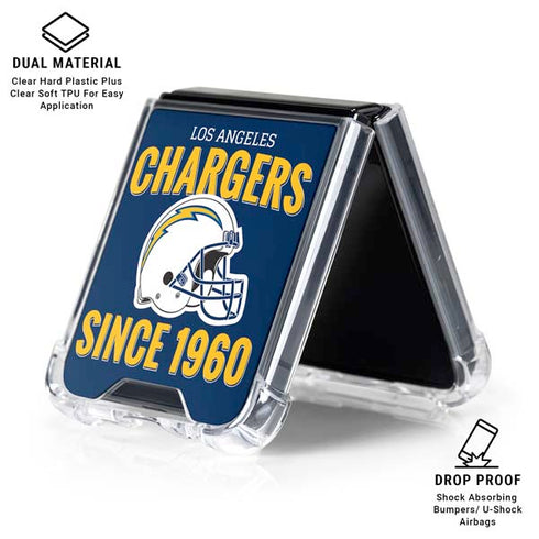 NFL Los Angeles Chargers Helmet Galaxy Z Flip6 Clear Case