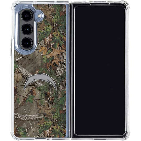 NFL Los Angeles Chargers Realtree Xtra Green Camo Galaxy Z Fold5 5G Clear Case