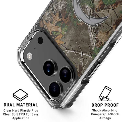 NFL Los Angeles Chargers Realtree Xtra Green Camo iPhone 18 Pro Clear Case