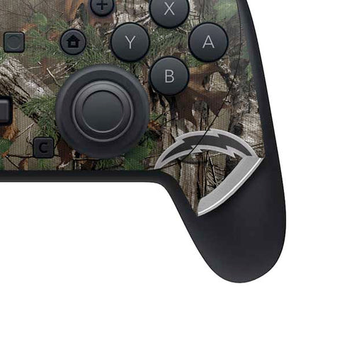 NFL Los Angeles Chargers Realtree Xtra Green Camo Nintendo Switch 2 (2025) Pro Controller Skin