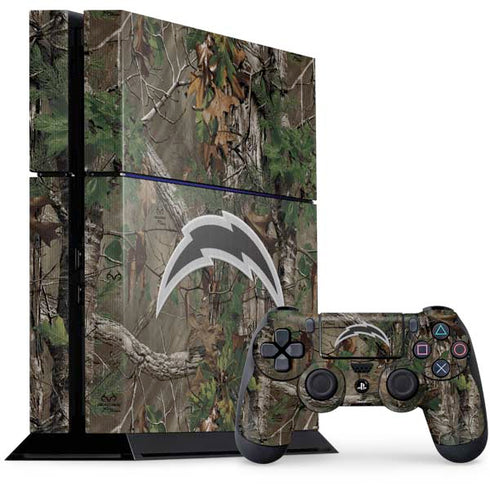 NFL Los Angeles Chargers Realtree Xtra Green Camo PS4 Console and Controller Bundle Skin