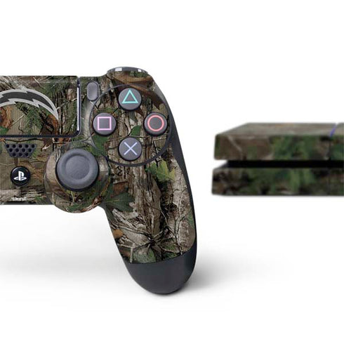 NFL Los Angeles Chargers Realtree Xtra Green Camo PS4 Console and Controller Bundle Skin