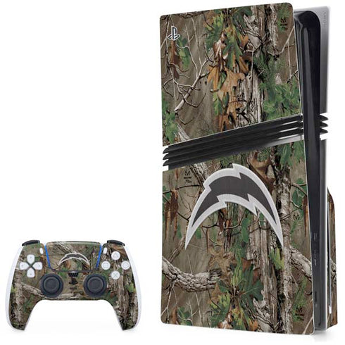 NFL Los Angeles Chargers Realtree Xtra Green Camo PS5 Pro Disk Bundle Skin