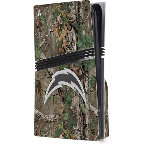 NFL Los Angeles Chargers Realtree Xtra Green Camo PS5 Pro Disk Console Skin